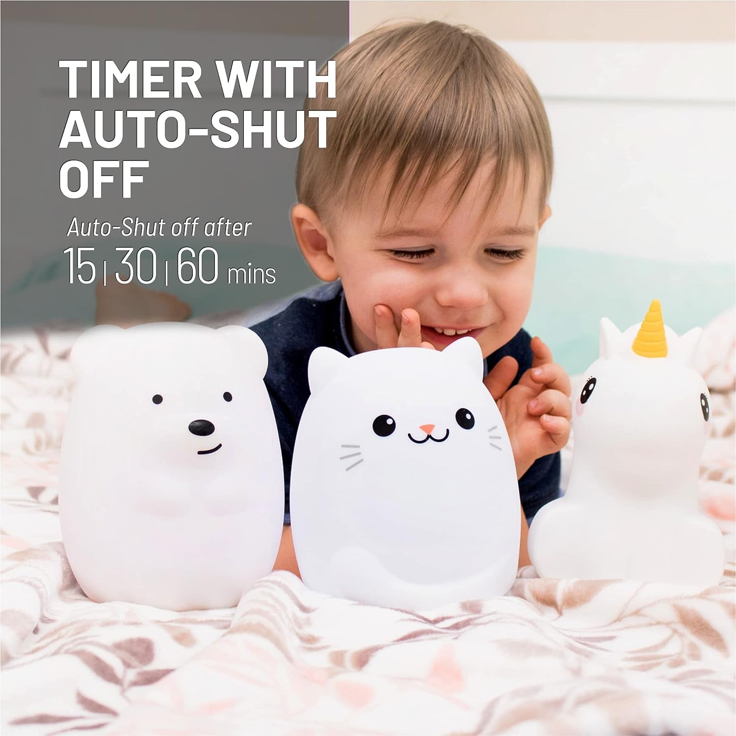 Bear Night Light - Remote Control Silicone Lamp with 9 Soft Colors & Sleep Timer - Rechargeable & Battery-Operated for Kids' Bedrooms & Nurseries