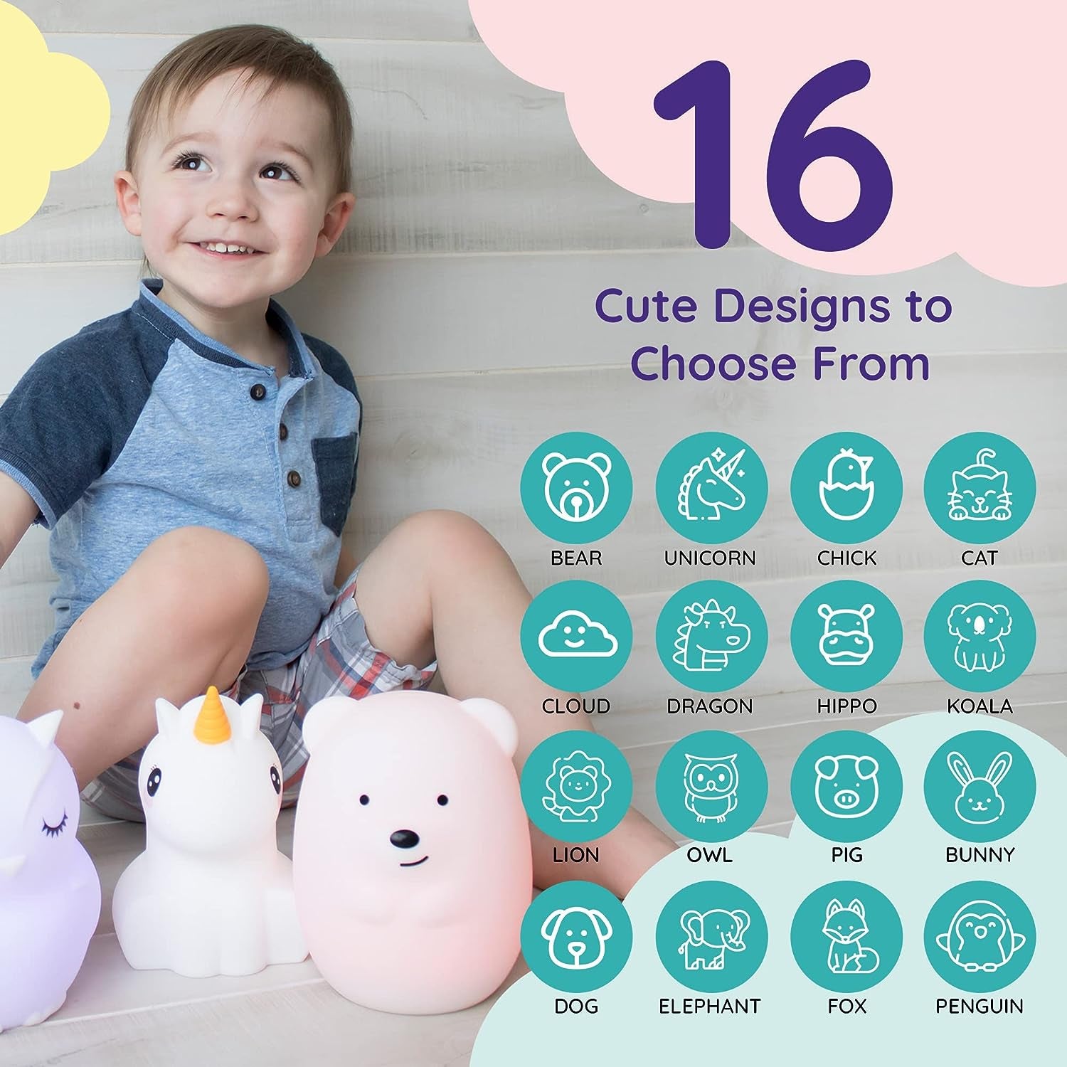 Bear Night Light - Remote Control Silicone Lamp with 9 Soft Colors & Sleep Timer - Rechargeable & Battery-Operated for Kids' Bedrooms & Nurseries
